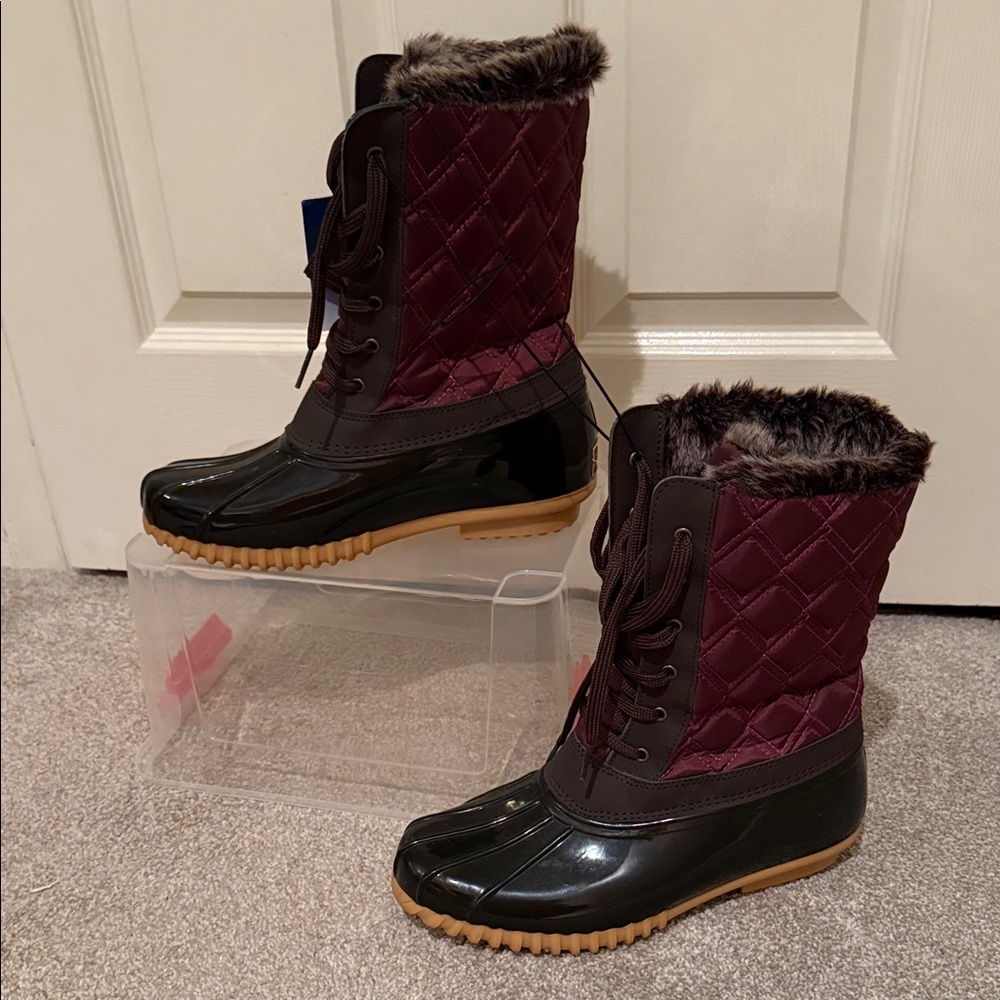 Women's Quilted Burgundy Winter Boots by Khombu